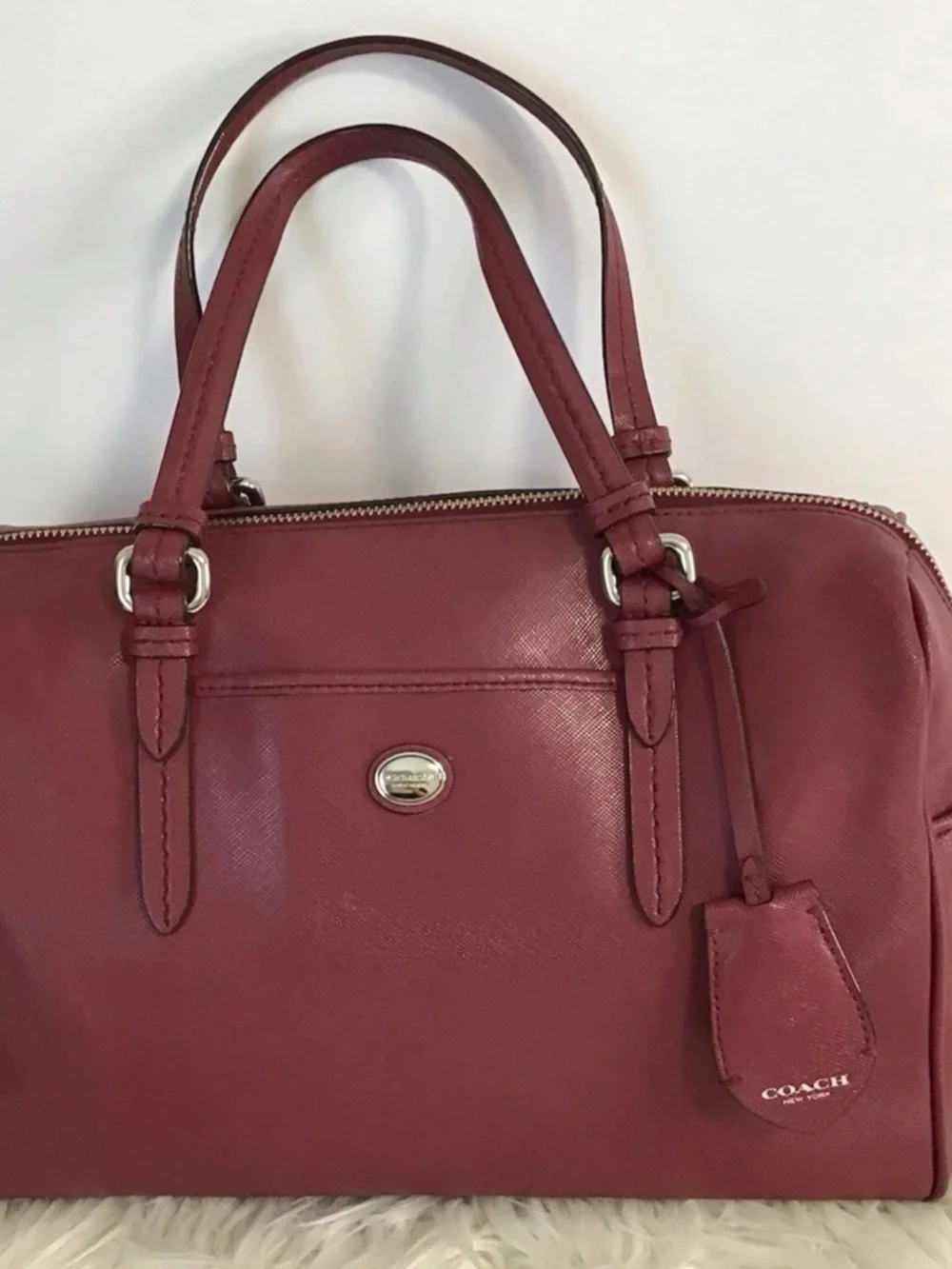 Coach Peyton Leather Nancy Satchel Purse Dusty Rose